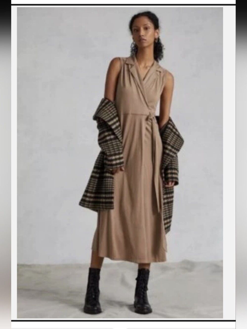 Anthropologie Porridge Jersey Knit Wrap Maxi Shirtdress in Taupe  Size S